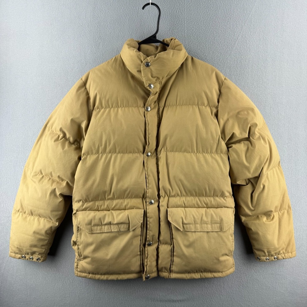 Vintage The North Face Goose Down Jacket Mens Small Tan Puffer Made in USA 80s